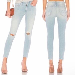 Mother High Waisted The Looker Sacred Slit Ankle Jeans in Nice Shot